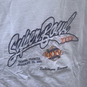 Vintage Super Bowl XXXV 35 champions tee Baltimore ravens white XL embroidered
